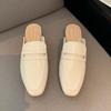 Mulheres de verão mulas deslizam em mocassins baixos fechados bico quadrado mocassins moda confortável couro pu sem costas mulas sapatos casuais slides