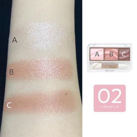Cezanne Lighting Up Eyeshadow 02 Petal Pink 1.7g Easy-to-create delicate gradient sheer three-color