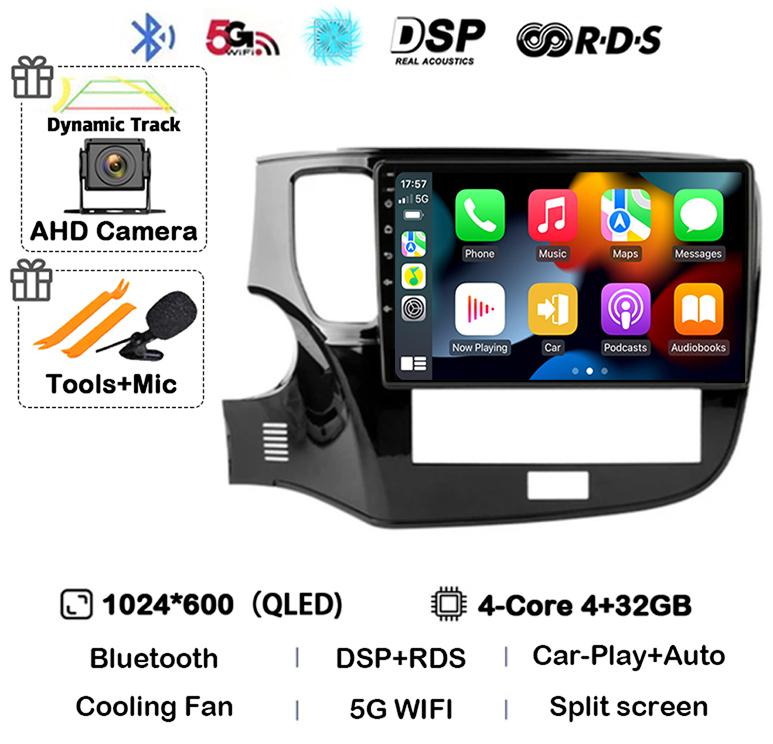Android 14 Auto Carplay Car Radio For Mitsubishi Outlander 3 III GF0W GG0W 2018 2019 2020-2022 Multimedia Player Navigation GPS