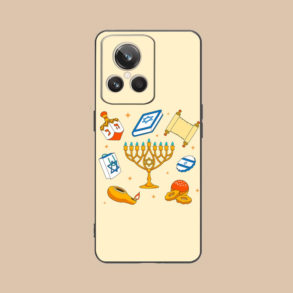 Jewish Hanukkah Mobile Phone Case for Realme 15 14 13 12 11 10 9 Pro Plus T I Lite 5G Colorful Printing Cover Luxury Smartphone