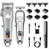 Surker 2-in-1 Stainless Steel Hair Clipper Set - Plug-and-Play Professional Trimmers with LED Display & 10 Guide Combs