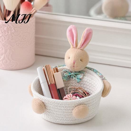 Weicher Stoff-Aufbewahrungsbehälter Schreibtischkorb, Cartoon Plüschbär und Kaninchen Seil Mini für Lippenstiftform, Gewebter Organizer Kleinteile Schmuck