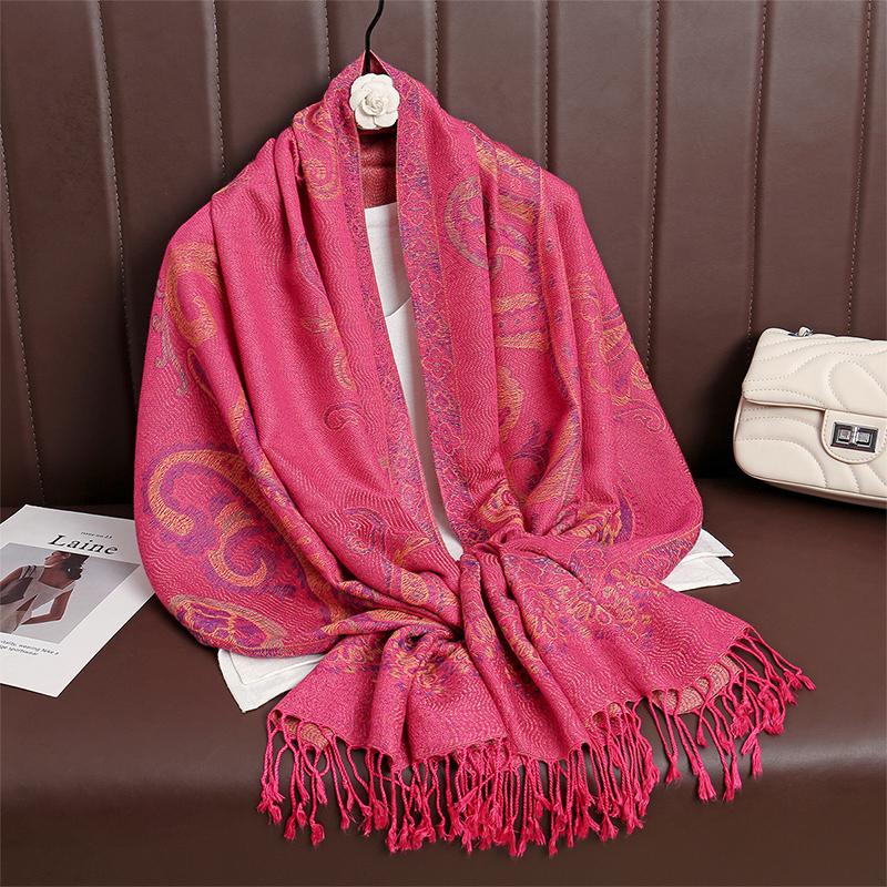 Women Paisley Scarf Cashmere Feeling Pashmina Shawls Tassel Hijab Head Wraps Femme Winter Scarves Foulard Bufanda