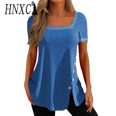 Women's Fashion Casual Summer Spring Solid Color Print Short Sleeve U-Neck Blouses & Shirts
