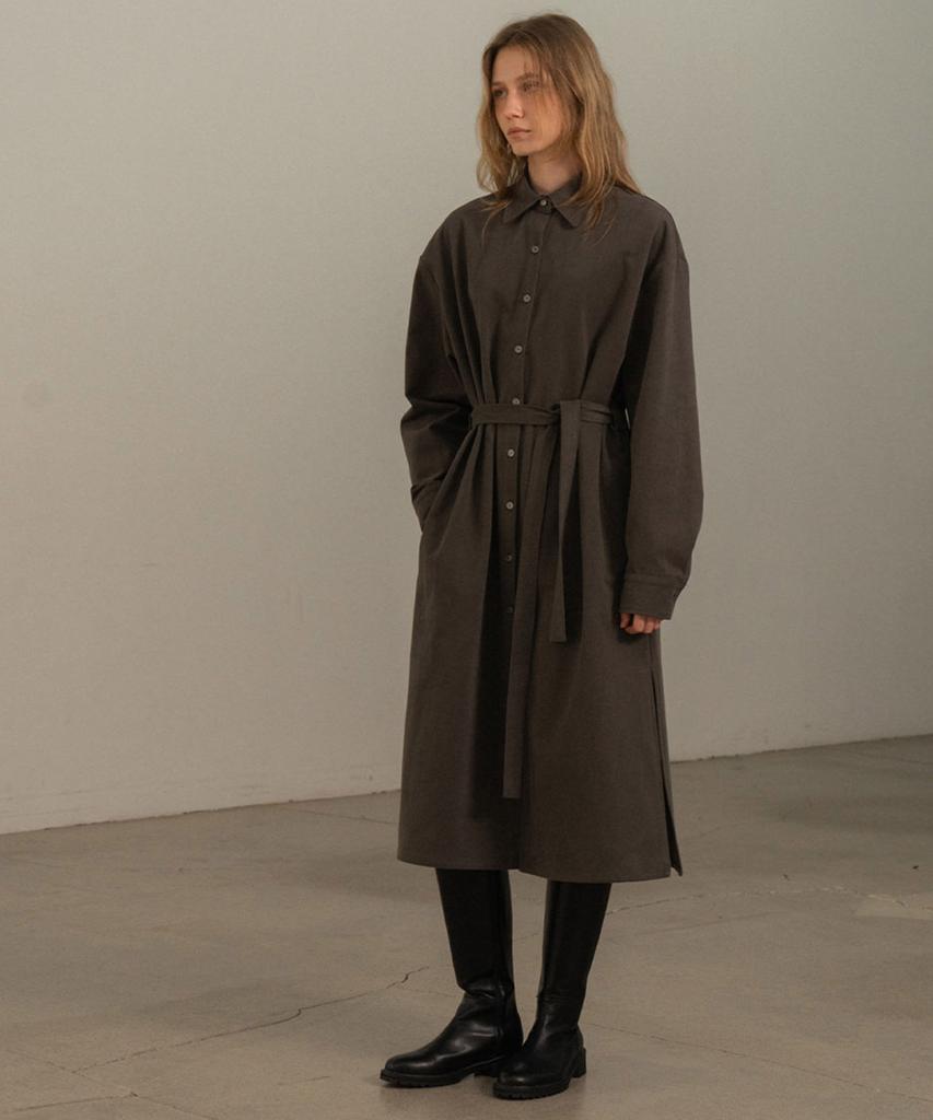 Mosyupamosyu Long Strap Shirt Dress [Charcoal]