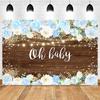 Mocsicka Oh Baby Photography Background Flowers Wood Board Lighting Decoration Style  Shower Photo Backdrop Props Studio