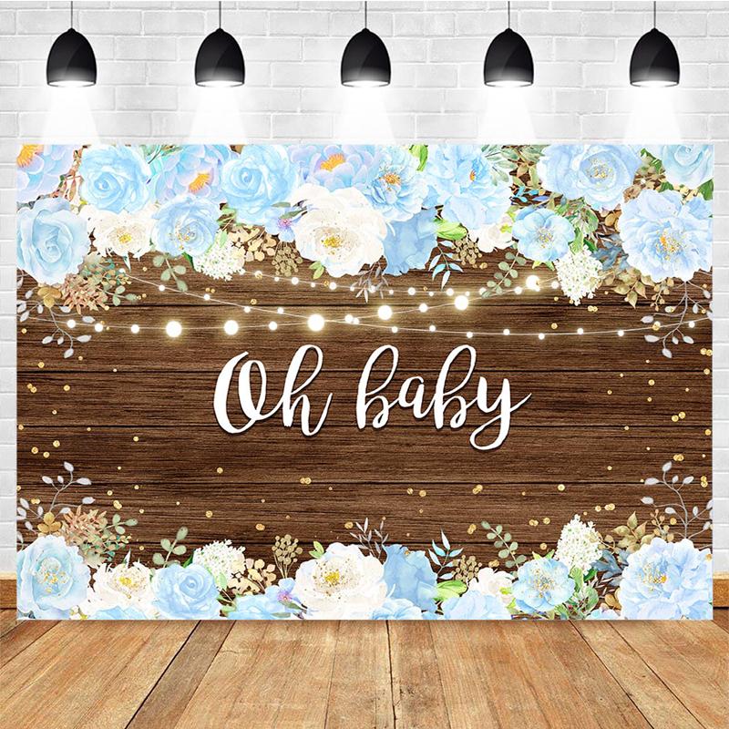 Mocsicka Oh Baby Photography Background Flowers Wood Board Lighting Decoration Style Shower Photo Backdrop Props Studio