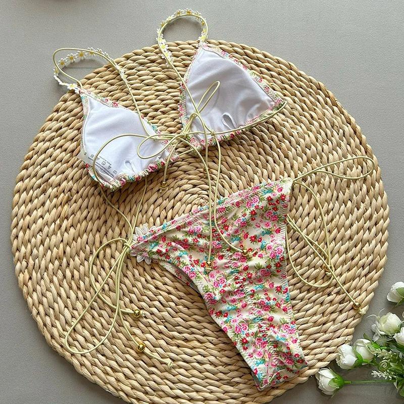 Flower Printed Floral Two-pieces Bikini set Bikini Female Swimsuit Women Swimwear Scrunch Butt Bathing Suit Bather 2026