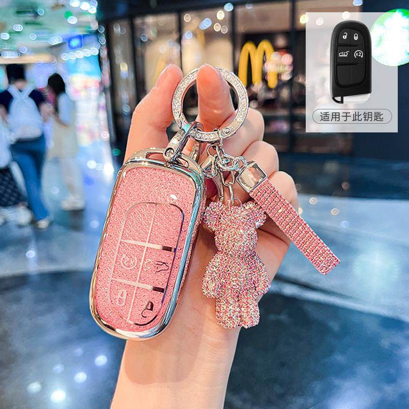 Crystal Tpu Key Case For Fiat Jeep Dodge Charger Challenger Dart Journey Durango Grand Caravan 4 Button Remote Car Key Cover Fob