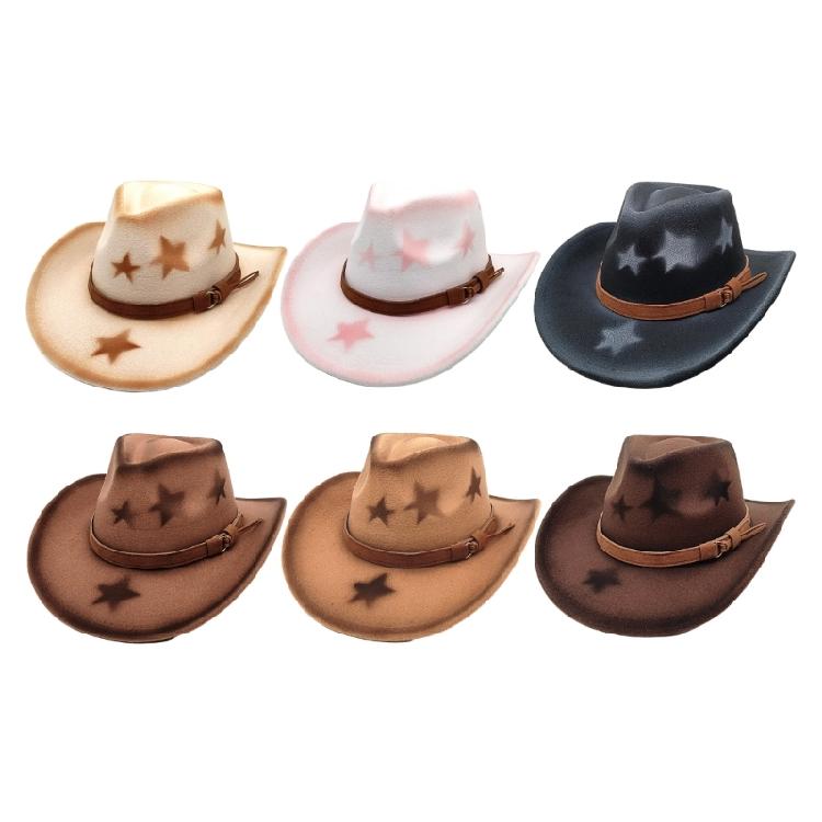 Sternverzierter Homburg Maillard Styling Hut Geschenke für Freund Hut Breiter Rand Unisex Tragbar für Treffen Foto Requisiten