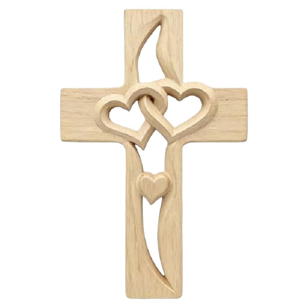 Drewniana Rzeźbiona Figurka Krzyża Przeplatane Serca Krzyż Ścienny Stołowy Dekoracje Domowe Stojący Krzyż Kościelny Prezent Religijny