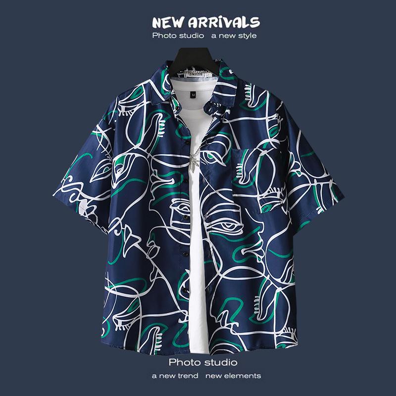 Men's Retro Hawaiian Floral Short-Sleeve Summer Shirt
