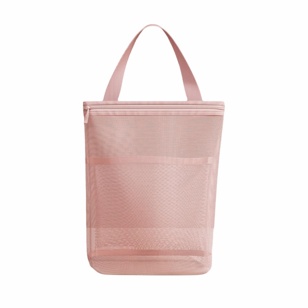 Hanging Portable Toiletry Bag with Handle Large Capacity Mesh Storage Bag Zipper Closure Breathable Mesh Toiletry Organizer