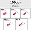 100Pcs Brass Fork Spade U-Type Non-Insulated Wire Connector Electrical Crimp Ground Terminal 10-22AWG Red