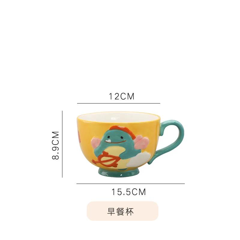 

Cute Cartoon Dinosaur/cat Ceramic Mug, Home Breakfast Oatmeal Coffee Mugs, Couple Water Cups, High End Birthday Gift, Kawaii Cup 500ml