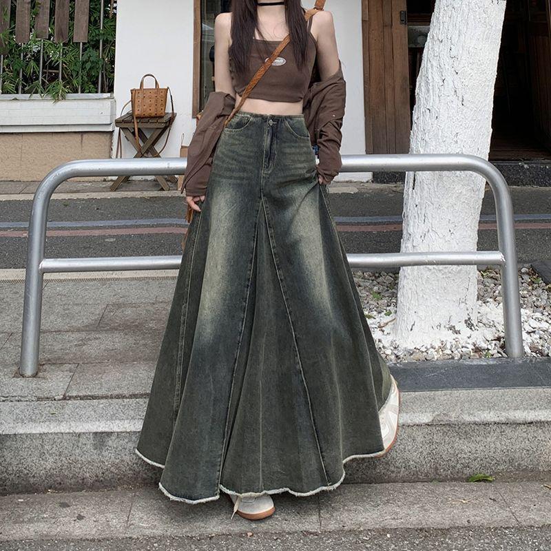 

Джинсовая юбка А-силуэта с высокой посадкой большого размера для осени/зимы 2XL suitable for 120-150 jin