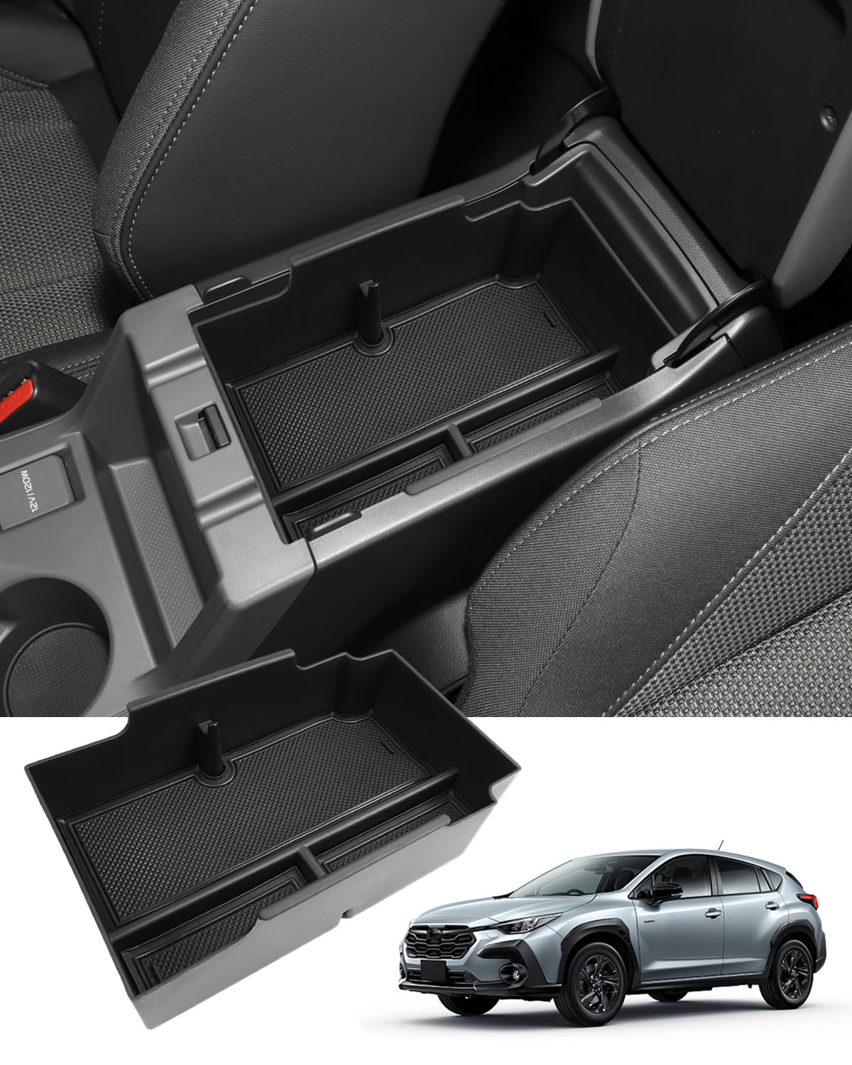 

Coleya Console Console Center Storage Box for Subaru Crosstrek GU Series with Rubber and Small Item Custom Design Box, Tray, (2022+), Mat, Non-Slip, чёрный