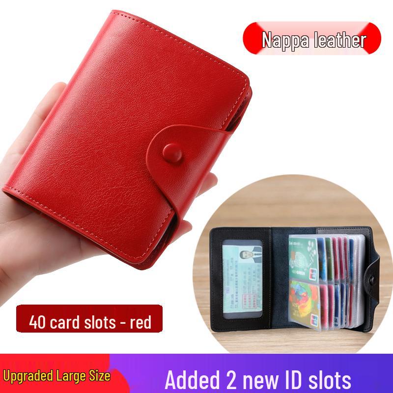 Dames Stijlvolle Kaarthouder van Rundleer met Meerdere Vakken voor Zakelijke Kaarten, Creditcards en Rijbewijs