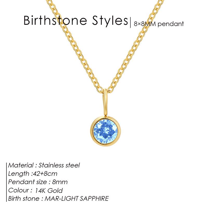 European & American Luxury Colorful Rhinestone Pendant Necklace - December Birthstone Stainless Steel Jewelry
