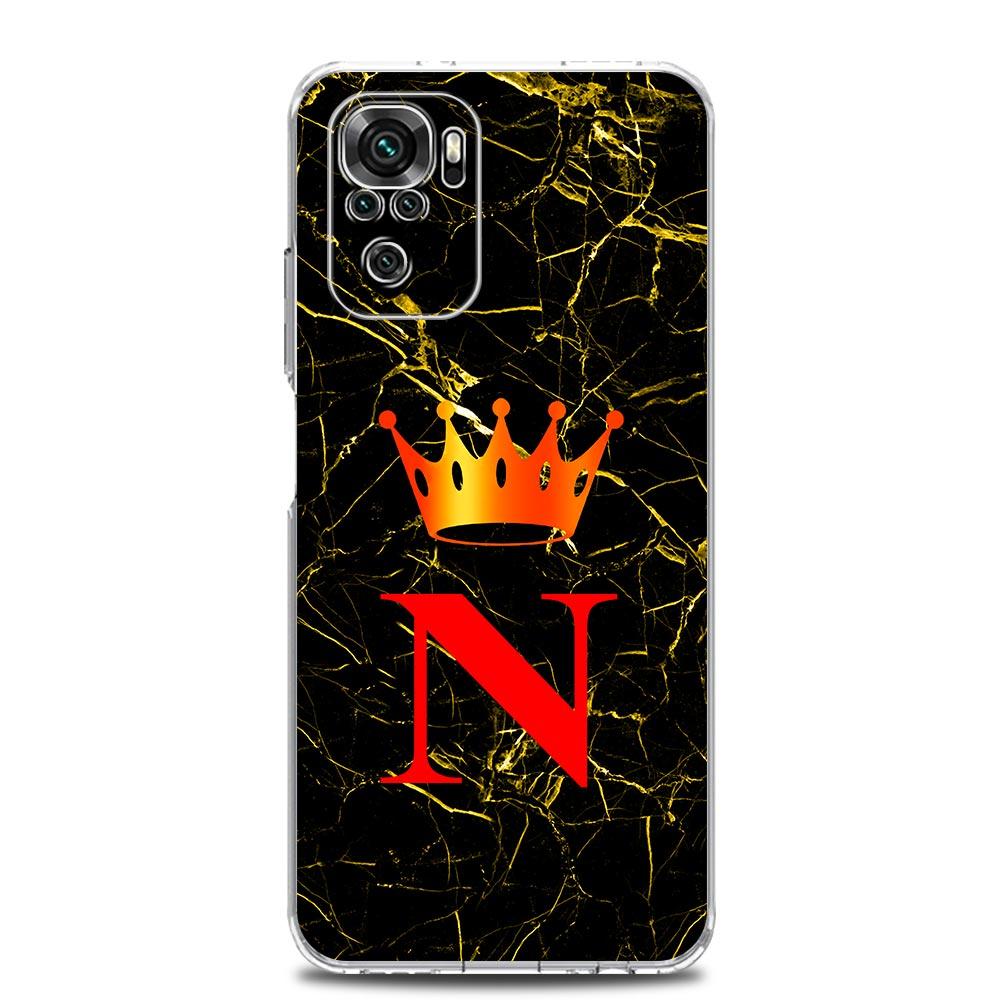 Phone Case For Xiaomi Redmi Note 15 14 13 12 4G 10 11 Pro Plus 5G 14C 13C 12C 10C TPU Cover Luxury Marble Letter A B Crown