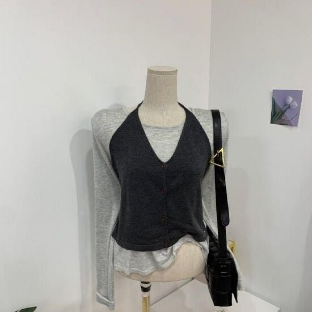 C S In The Room Halter neCk buStier Knit Set 2Color C