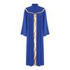 Complete Priest Cleric Costume Robe for Women S-XXL: Mock Neck Cassock with Metallic Patchwork Collar & Flared Sleeves