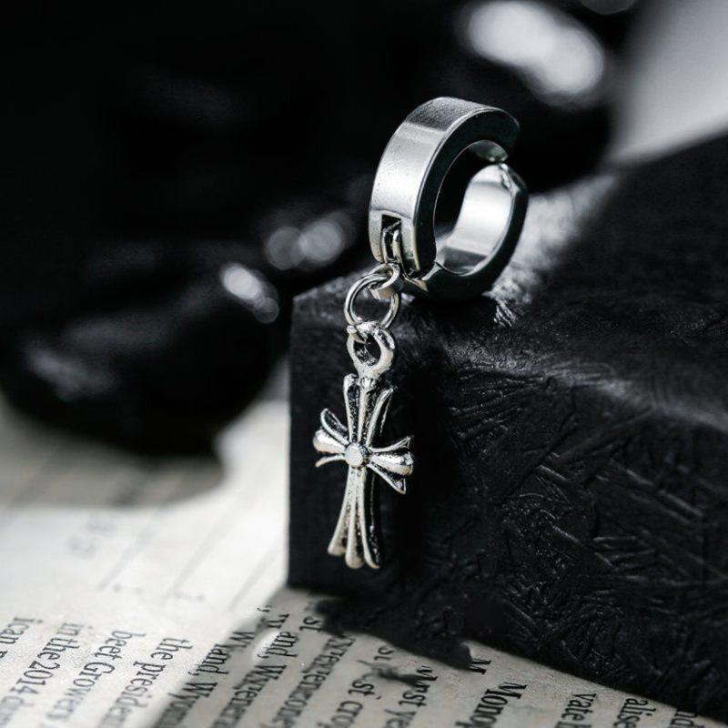 Cross-shaped Earrings with A Retro and Unique Style, Suitable for All Occasions, for Men. High-end and Stylish Ear Pendants.