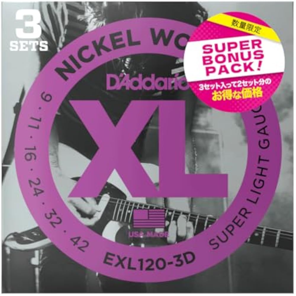 D Addario Daddario Electric Guitar Strings XL Nickel .009-.042 Super Light 3 Set Super Bonus Pack...