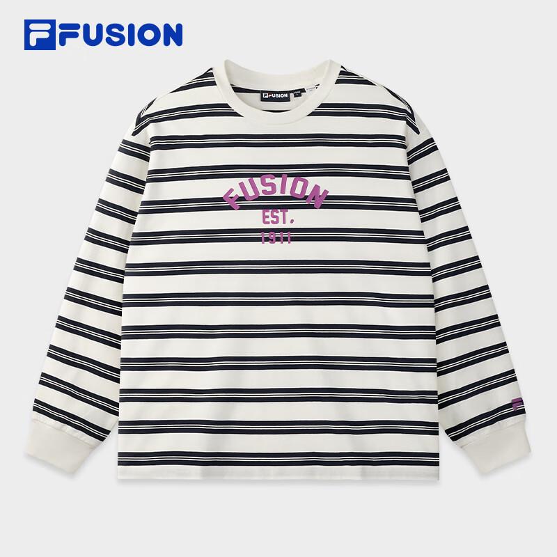 FILA FUSION Unisex Striped Knit Long-Sleeve T-Shirt L