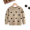 Girls' Heart Design Round Neck Long Sleeve Sweater - Korean Style Spring/Autumn Knitwear