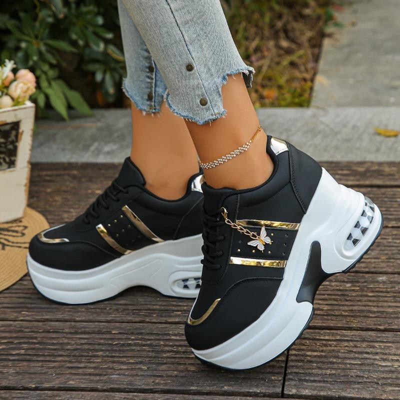 Women'S Sneakers Summer Wedge Casual Shoes Pu Leather Lace Up Womes Vulcanized New Outdoor Sneakers Anti-Slip Zapatillas Shoe