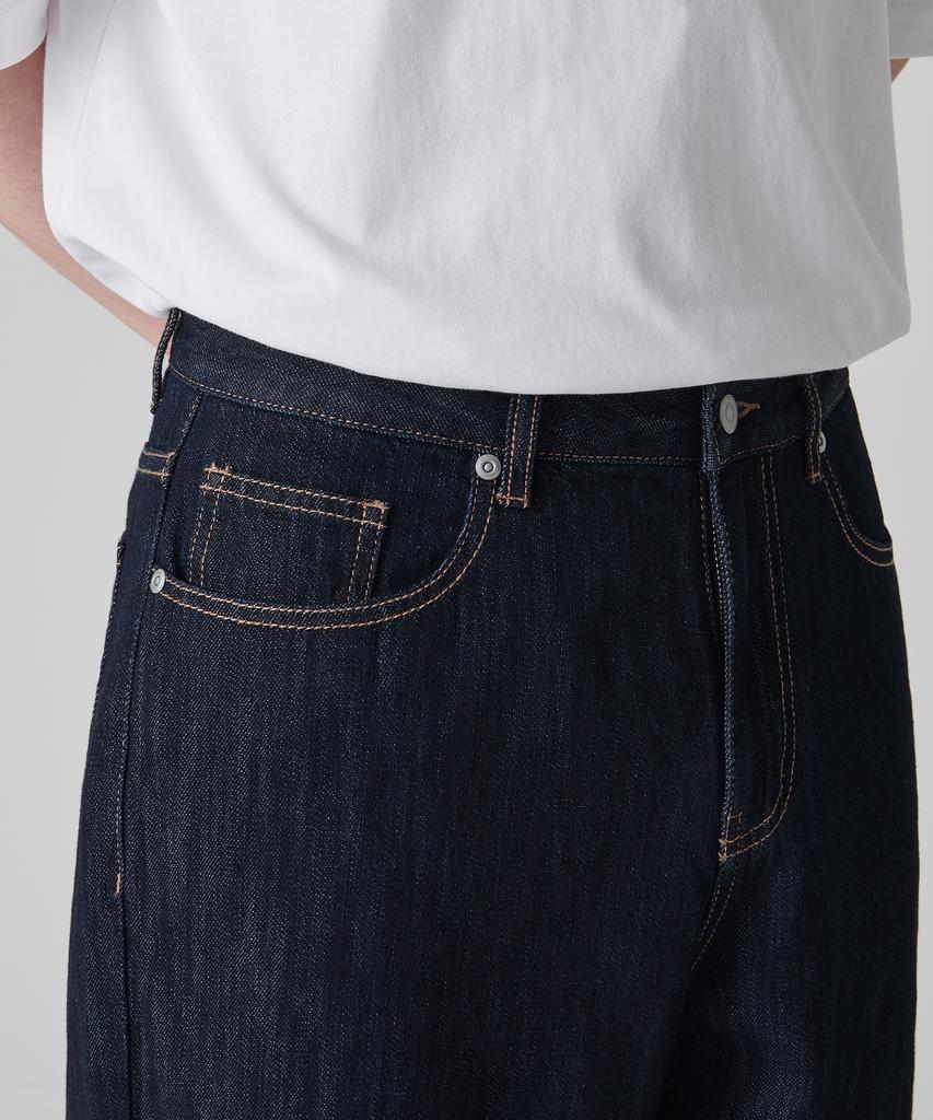 MUSINSA STANDARD Linen-Like Wide Denim Pants [Deep Indigo]