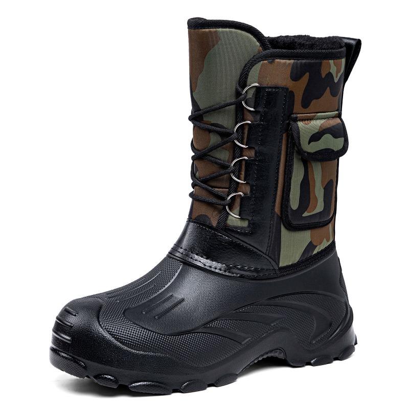 Cotton shoes men's new winter velvet thickened tall snow boots waterproof and non-slip one-pedal cotton boots