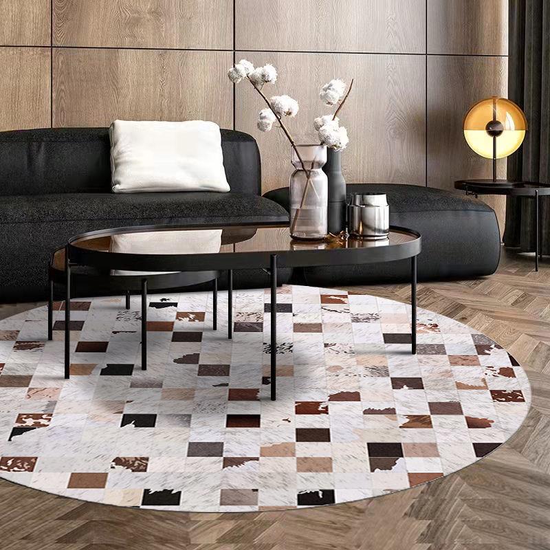 Amerikanischer Retro Runder Wohnzimmerteppich Leichte Luxus Teppiche für Schlafzimmer Heimdekoration Couchtischmatte Lounge Teppich Stuhlmatten