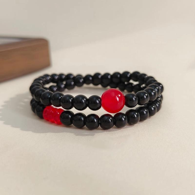 Chinese Style Wooden Beads Double Layered Wearing Simple Personality Versatile Bracelet Jewelry