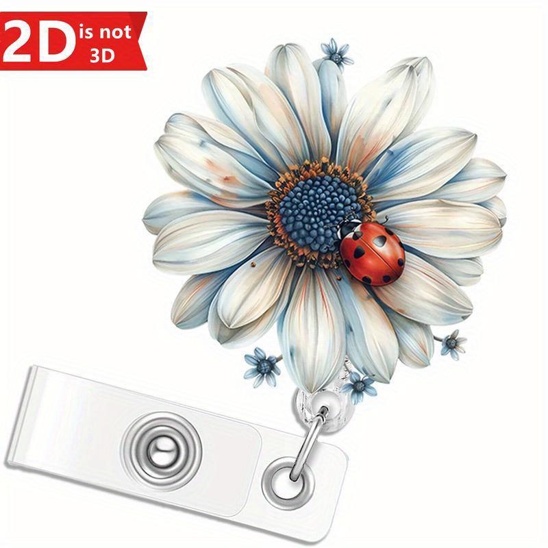 [] 2D Micro Badge Scroll Extendable, Nurse Extendable Badge Clip, Flower ID Badge Clip, Badge Scroll Clip