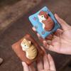Pet Sleeping Cat Figurine Collection Purple Clay Animal Kitty Statue for Bookshelf Desk