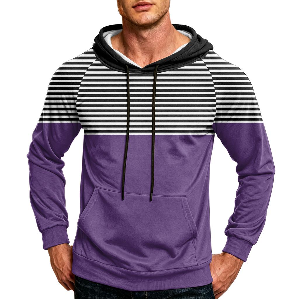 Men's Casual Hoodie with Pocket Drawstring Loose Fit Printed Sweatshirt
