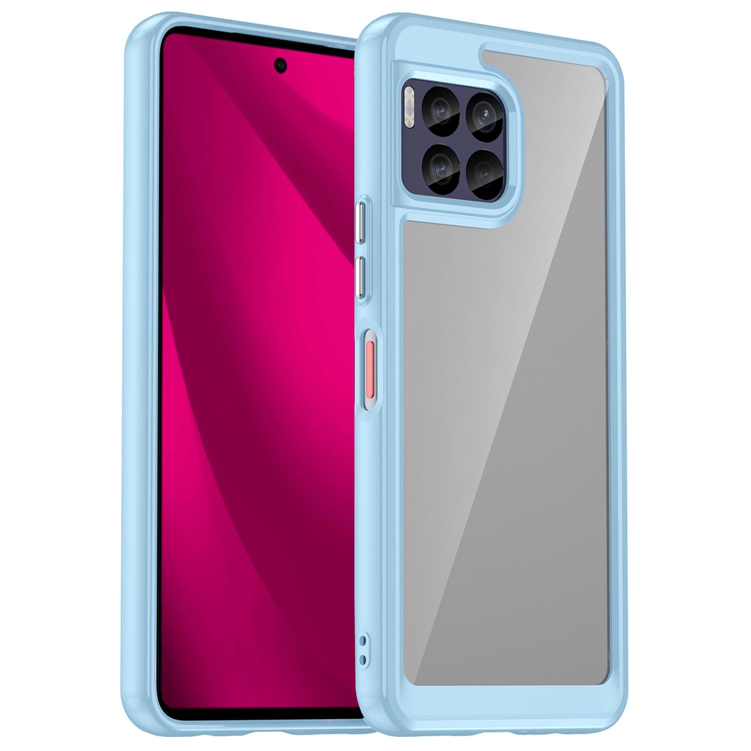 

Для T-Mobile REVVL 7 Pro Чехол TPU+акриловый чехол для телефона цветная рамка Blue