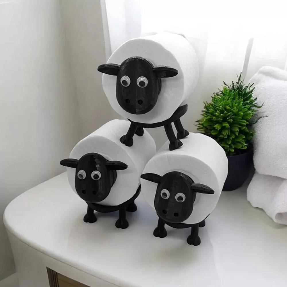 Sheep-Shaped Toilet Paper Holder in Sustainable PLA - Humorous and Eco-Friendly Decor