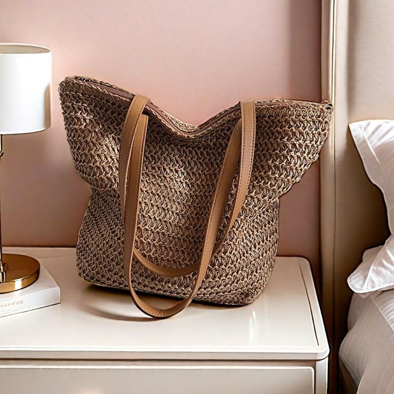 Casual large capacity woven handbag summer beach straw bag shoulder underarm tote bag