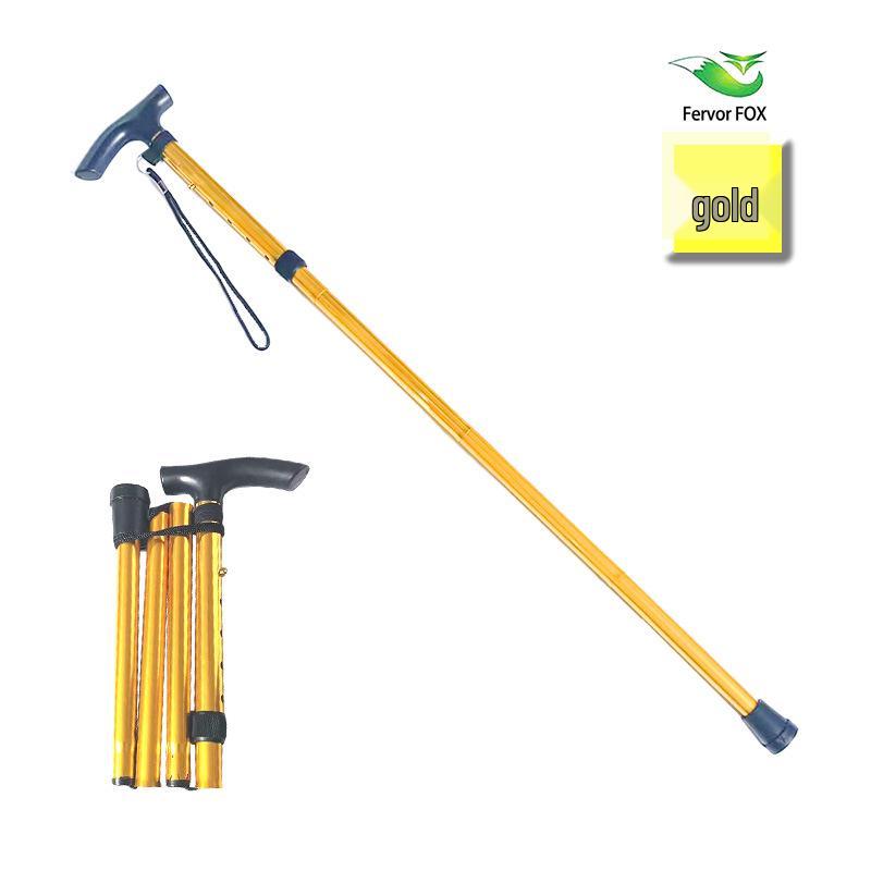 5-Section Aluminum Trekking Pole: Folding, Anti-Slip Adjustable Crutch for Hiking & Elderly Use