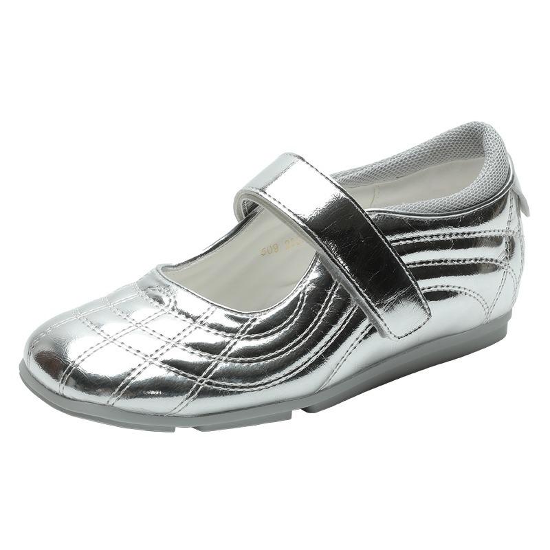 

New inner height-increasing shoes square head thick-soled women s word with shallow mouth Mary Jane single shoes casual shoes 35 серебряный