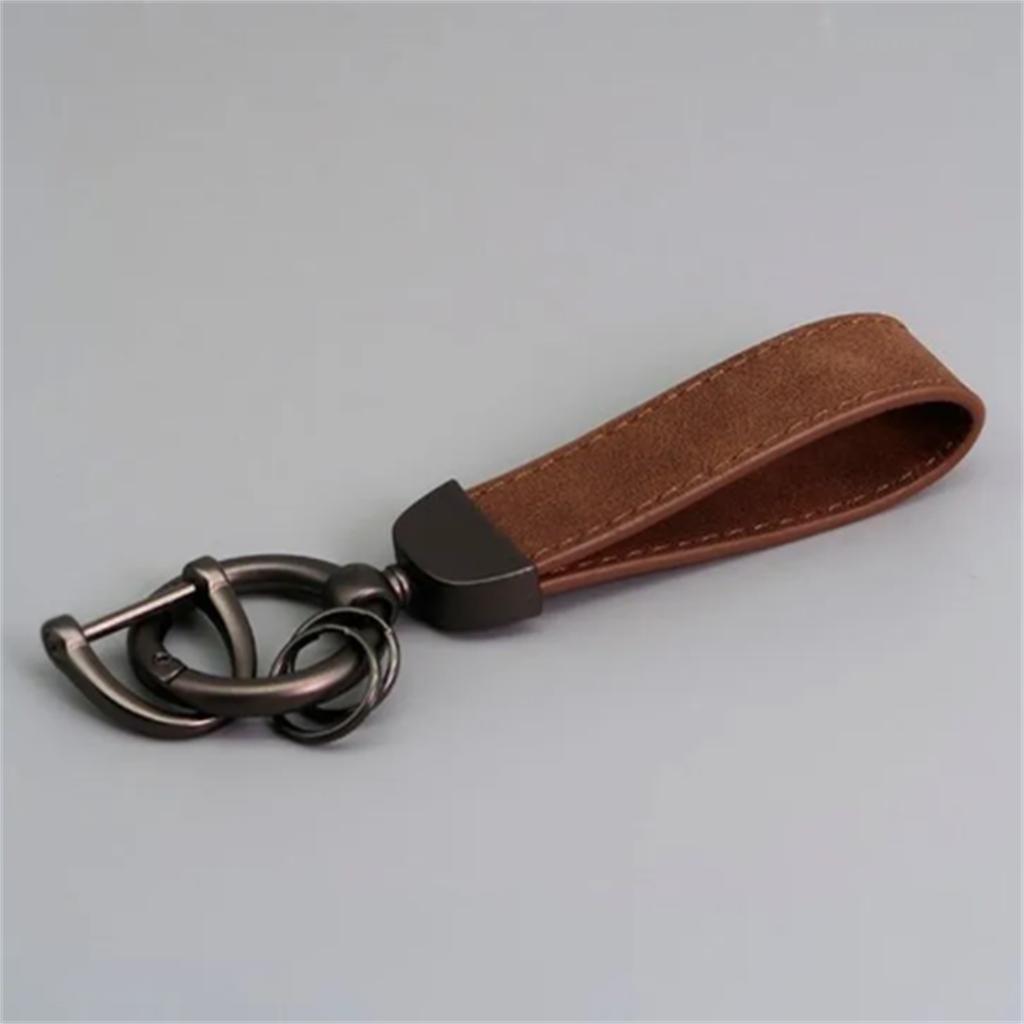 Leather Loop Keychain with Metal Ring and Clasp Durable Key Holder for Car Keys and Accessories Practical Everyday Use