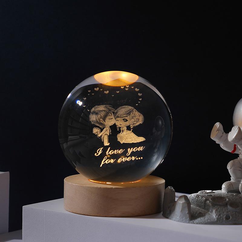 Galaxy Crystal Ball Starry Night Light: Elegant Tabletop Decoration and Perfect Gift for Birthdays or Valentine's Day.