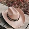 Wide Brim Cowboy Hats for women retro cow belt suede cowboy Hat men Cattleman Style Suede Rancher Hat for Men sombrero hombre