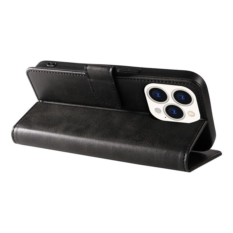For iPhone 16 Pro Max Case Calf Texture Magnetic Clasp Wallet PU Leather Phone Cover