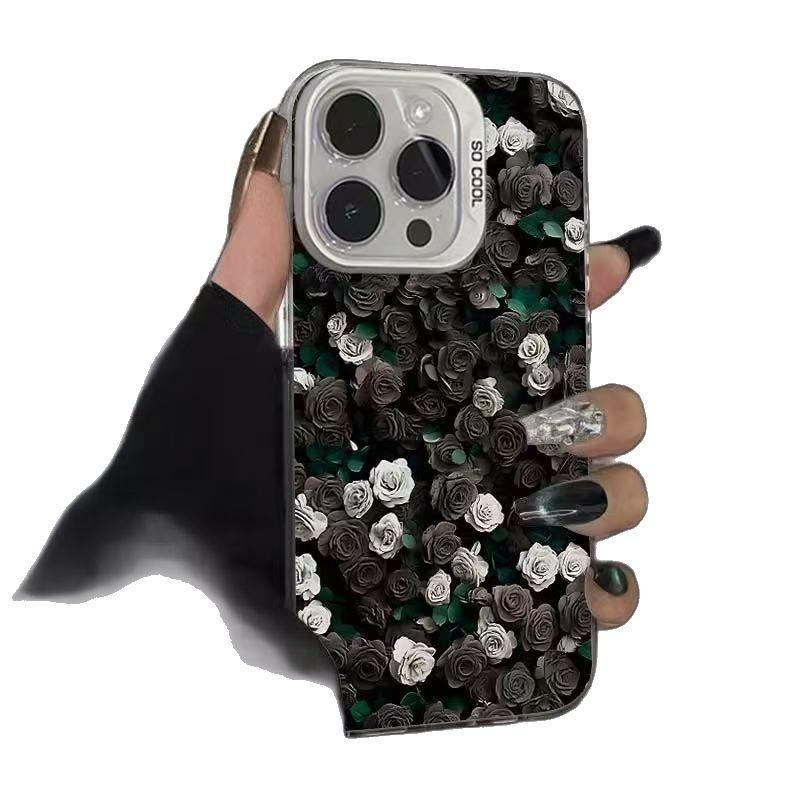 Black and White Rose Energetic Phone Case for iPhone 17/16/15/14/13 Promax