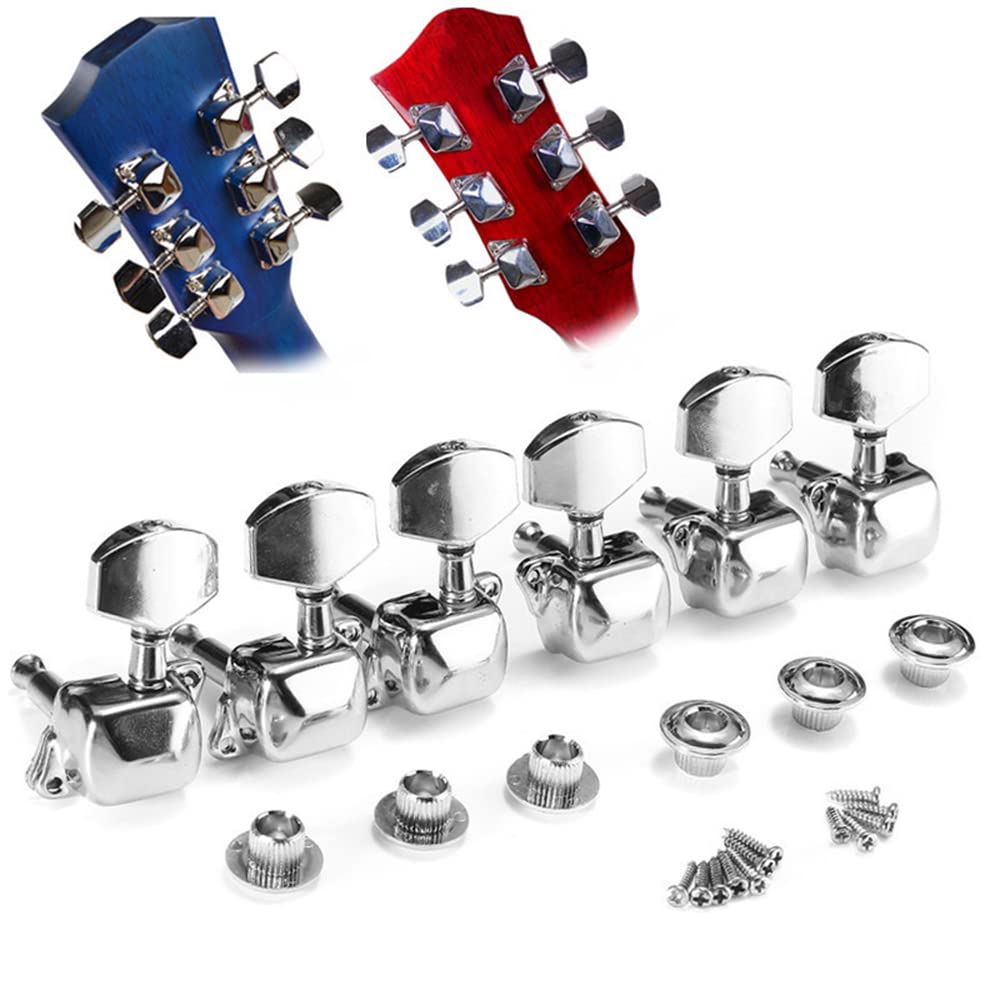Samcos Guitar Pegs 3 Left 3 Right High Performance Tuning Pegs Metal Construction Strong Stable Durable Rust Proof Tuner Machine Head Metal with