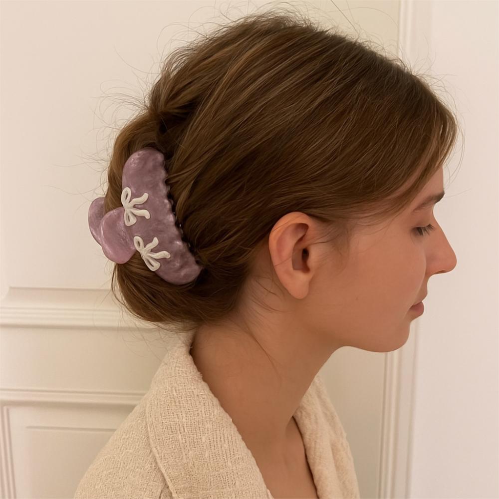 Ballet Bow Hair Claw Barrette Zircon Hairpin Sweet Acetic Acid Shark Clip  Female